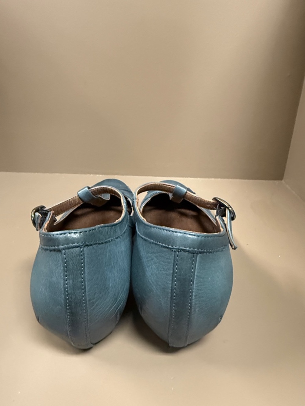 Miz Mooz Teal Blue T-Strap Wedge Shoes - Picture 5 of 9